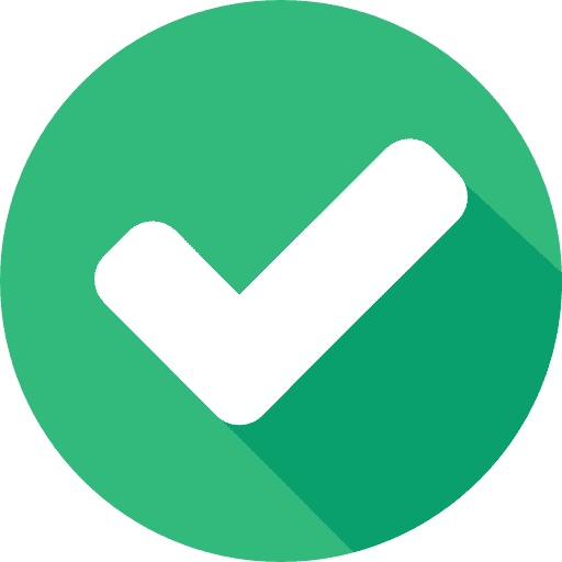 Green circular icon with a bold white checkmark symbol, representing confirmation, success, or a completed task status.